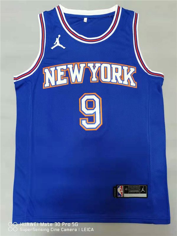 Men New York Knicks #9 Barrett Blue Game 2021 NBA Jersey